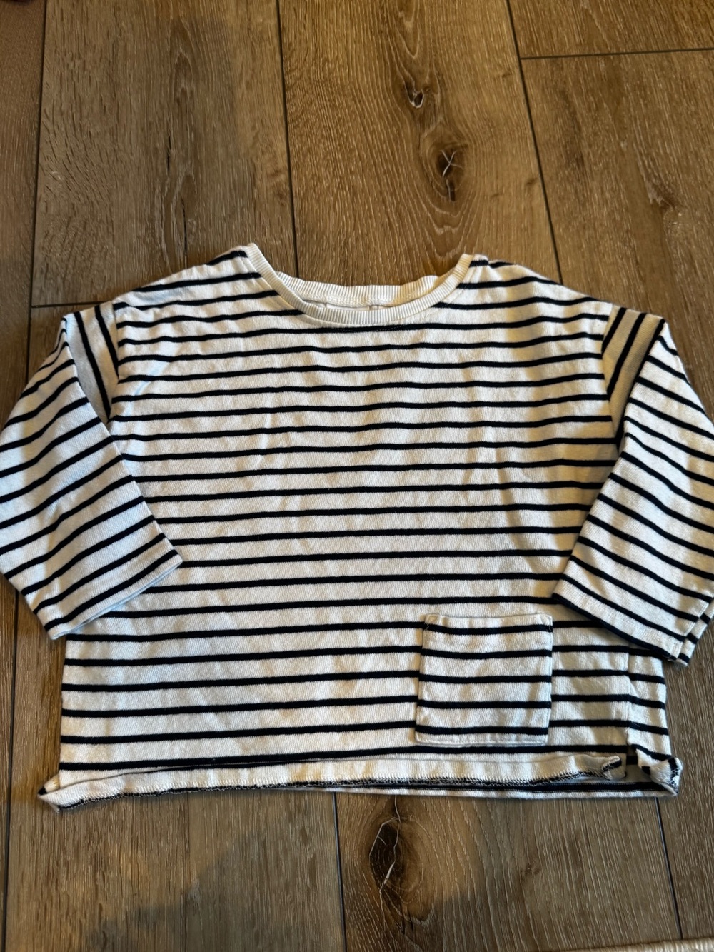 Zara Kids Striped Pocket Sweatshirt - White & Black